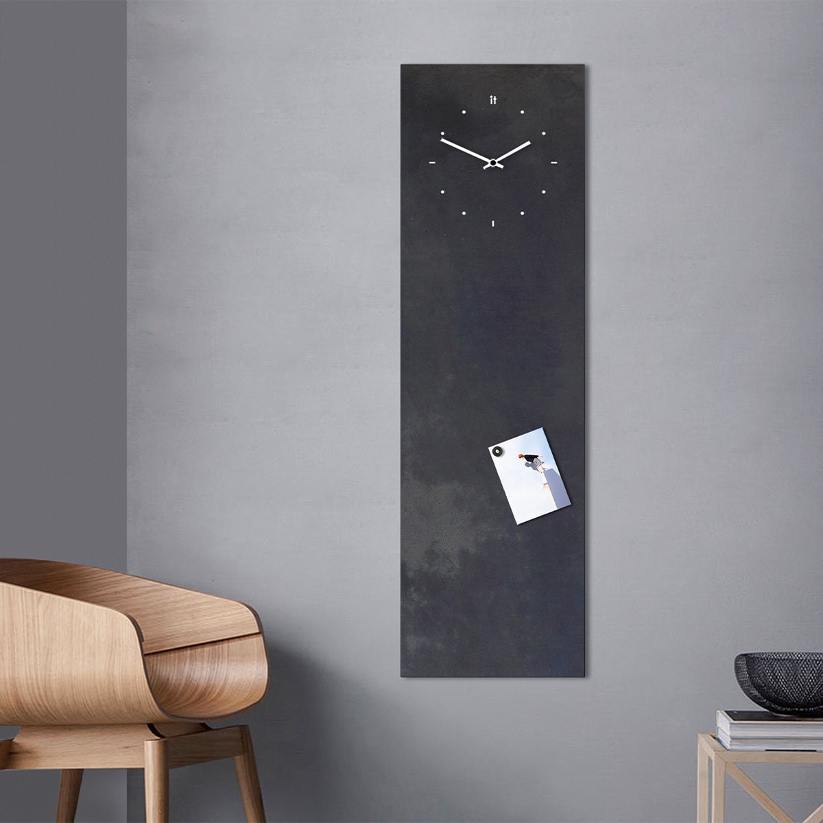 Horloge murale ardoise magnétique verticale Industrial