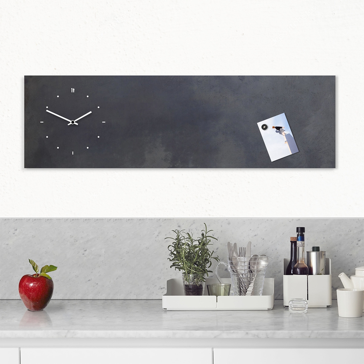 Horloge murale horizontale tableau magnétique Industrial