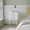 Table de chevet en bois style nordique pour chambre blanc noir Corallo Offre