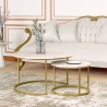 2 tables basses effet marbre blanc et métal doré Malachite Vente