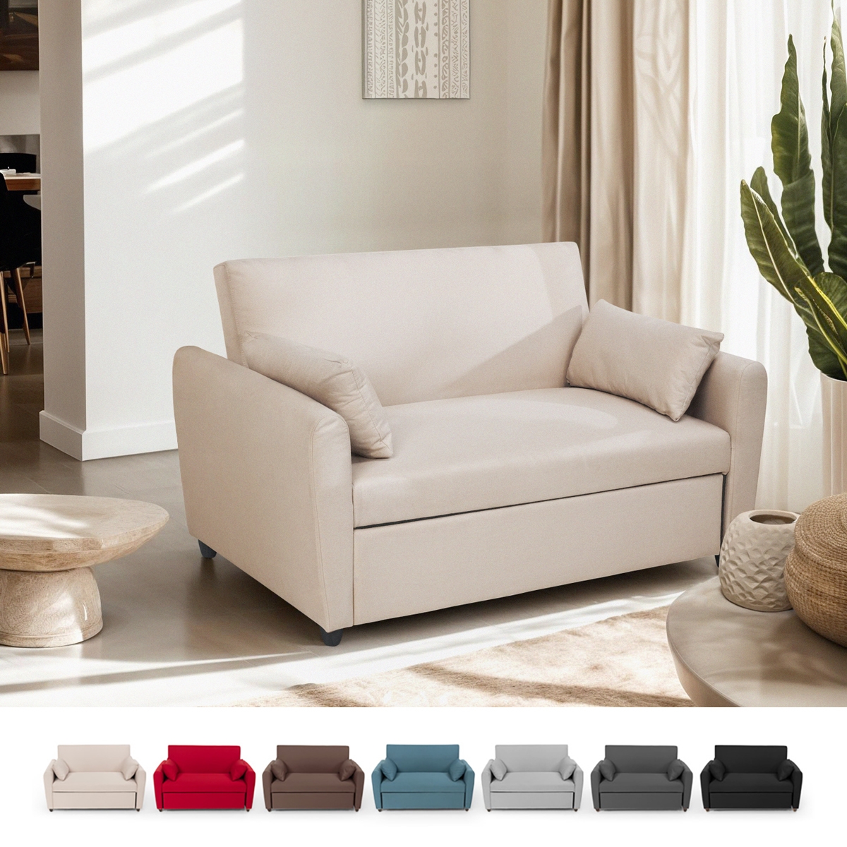 Canapé convertible 2 places clic clac design moderne en tissu PORTO RICO