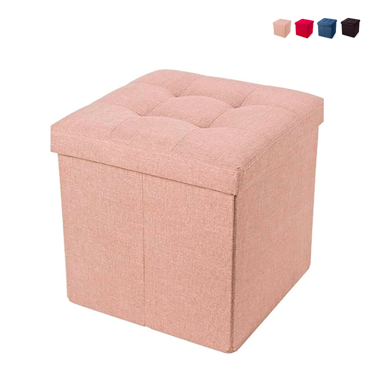 Pouf carré avec rangement en tissu pour salon 34x34cm Liberty Réductions Pouf carré avec rangement en tissu pour salon 34x34cm Liberty Réductions