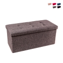 Pouf rectangulaire 76x34cm avec rangement pour salon en tissu Nilo Promotion