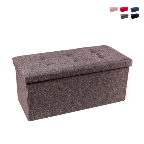 Pouf rectangulaire 76x34cm avec rangement pour salon en tissu Nilo Promotion