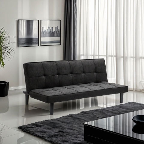 Canapé convertible 2 Places clic-clac en tissu design salon Giada Dark Promotion
