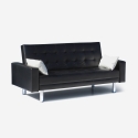 Canapé convertible 2 places clic-clac en similicuir accoudoirs et coussins Agata Remises