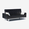 Canapé convertible 2 places clic-clac en similicuir accoudoirs et coussins Agata Remises
