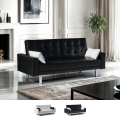 Canapé convertible 2 places clic-clac en similicuir accoudoirs et coussins Agata Promotion