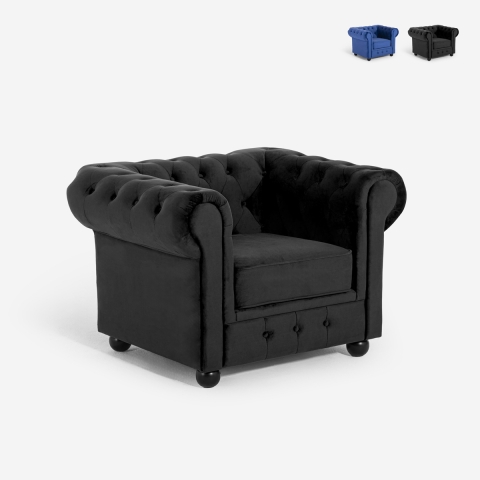 Fauteuil de salon style classique Chesterfield en velours Coventry Promotion