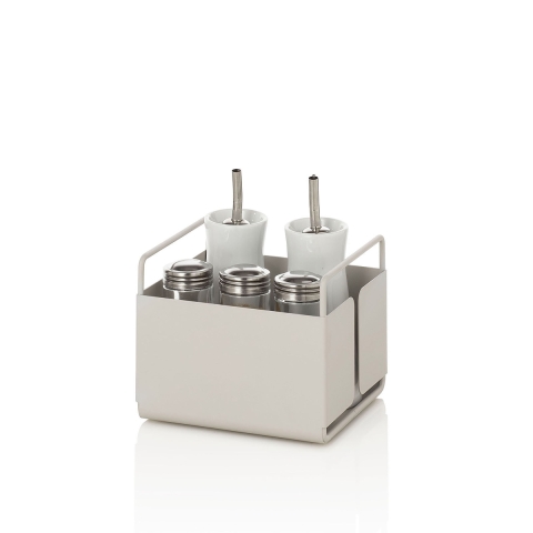 Organisateur de table en métal blanc pour cuisine et salle de bain Kyo Promotion