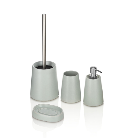 Ensemble accessoires de salle de bain 4 pièces en céramique gris mat Brooklyn Promotion