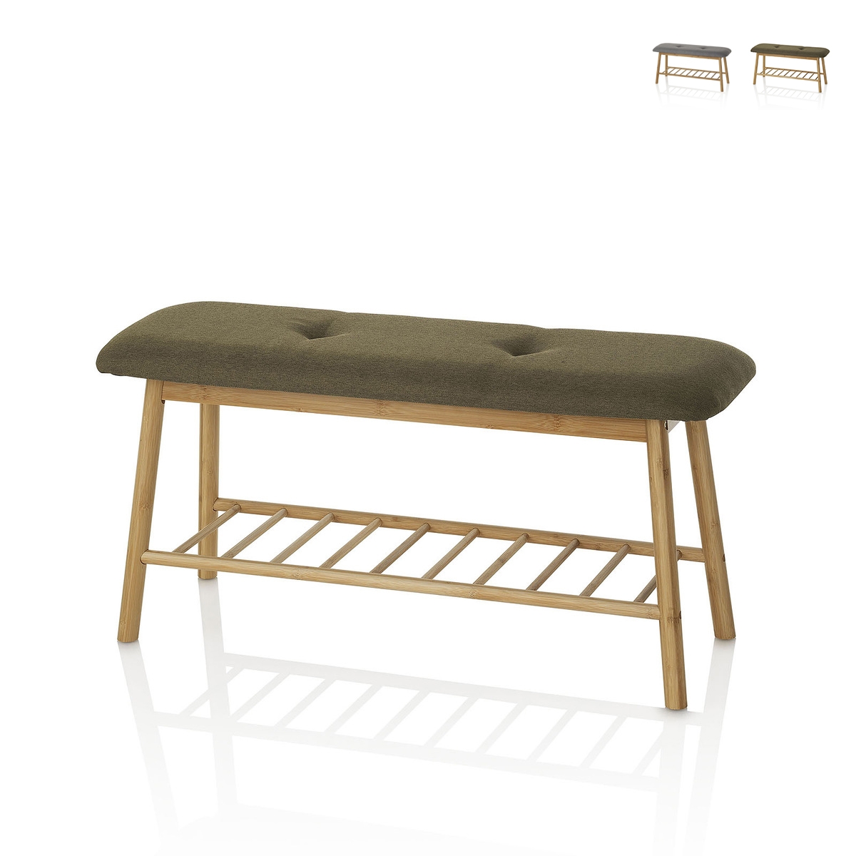 Banc à chaussures en bambou et tissu Flip pour entrée