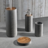 Ensemble accessoires de salle de bains en résine blanc gris et bambou Gaeta Vente