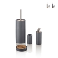 Ensemble accessoires de salle de bains en résine blanc gris et bambou Gaeta Promotion