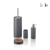 Ensemble accessoires de salle de bains en résine blanc gris et bambou Gaeta Promotion