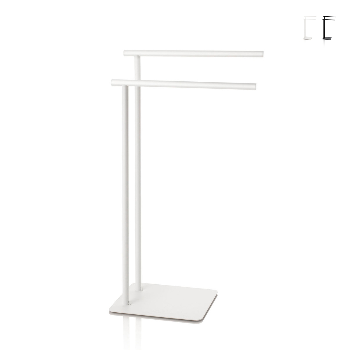 Porte-serviettes sur pied 2 barres en métal pour salle de bain Hiro Promotion Porte-serviettes sur pied 2 barres en métal pour salle de bain Hiro Promotion