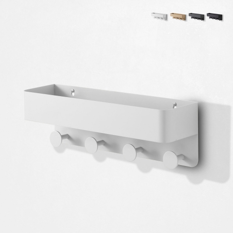 Étagère porte-objets en métal mat avec 4 patères Haru Promotion