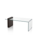 Table basse en verre courbé et bois 110x55x42cm Feng S Offre