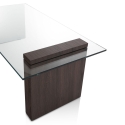 Table basse en verre courbé et bois 110x55x42cm Feng S Vente