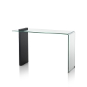 Console moderne d'entrée en bois et verre courbé 120x40x75cm Feng M Réductions