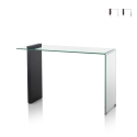 Console moderne d'entrée en bois et verre courbé 120x40x75cm Feng M Promotion