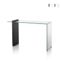 Console moderne d'entrée en bois et verre courbé 120x40x75cm Feng M Promotion