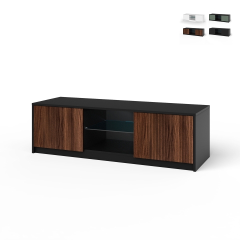 Meuble TV moderne avec portes frontales cannelées 150x50x45cm Budapest Promotion