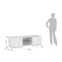 Meuble TV moderne avec portes frontales cannelées 150x50x45cm Budapest 