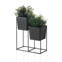 Support en métal noir pour 2 pots de plantes d'intérieur Huas Vente