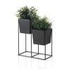 Support en métal noir pour 2 pots de plantes d'intérieur Huas Vente