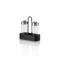 Ensemble sel et poivre noir avec pots en verre et support en métal Salz Promotion