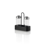 Ensemble sel et poivre noir avec pots en verre et support en métal Salz Promotion