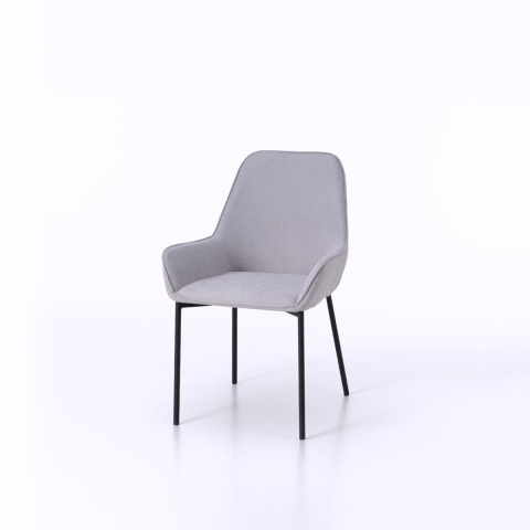 Ensemble de 4 chaises de cuisine modernes en tissu gris avec accoudoirs Nisida Promotion