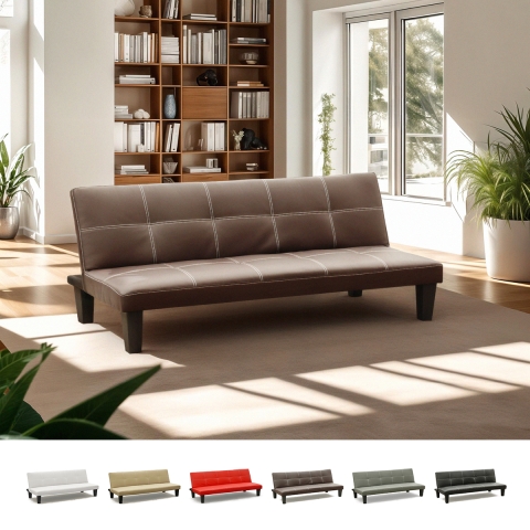 Canapé 3 places Clic-Clac convertible en similicuir Topazio Promotion