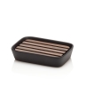 Set d'accessoires de salle de bain en céramique noir mat et bois de noyer Rodi Remises