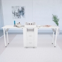 Table manucure peu encombrante Double plateau et Roues Dabol Vente