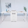 Table manucure peu encombrante Double plateau et Roues Dabol Vente