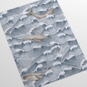 Papier peint motif mer pour salon chambre à coucher Vagues et Baleines Vente