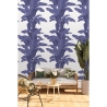 Papier peint floral pour chambre et salon Palmes Blanc et Bleu Offre