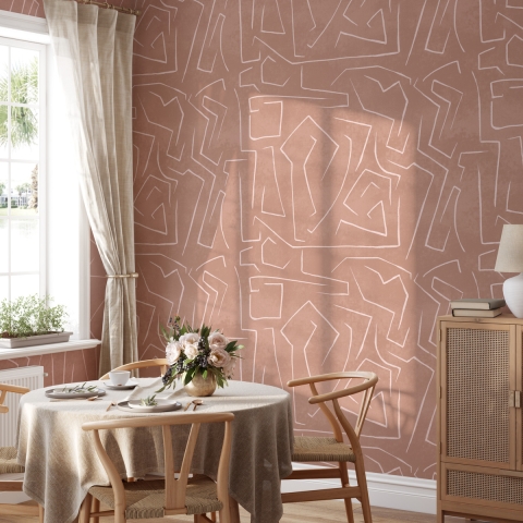 Papier peint adhésif design géométrique rose et blanc Graffiti Promotion