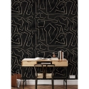 Papier peint moderne artistique design géométrique noir doré Graffiti Modèle