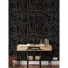 Papier peint moderne artistique design géométrique noir doré Graffiti Modèle