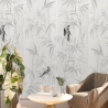 Papier peint pour salon cuisine forêt japonaise grise Japandi Vente