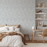Papier peint damassé blanc et bleu pour salon et chambre à coucher Chic Vente