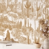 Papier peint adhésif floral beige pour salon Cactus nel Deserto Vente