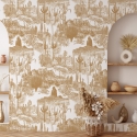 Papier peint adhésif floral beige pour salon Cactus nel Deserto Réductions