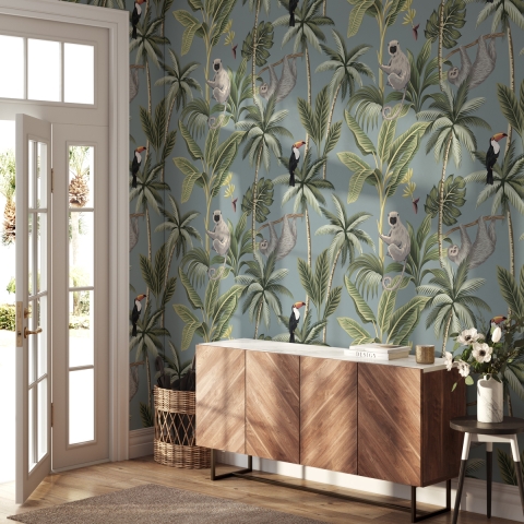 Papier peint nature florale jungle pour salon et chambre d'enfant Jungla Promotion