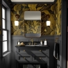 Papier peint floral doré pour salle de bain et chambre à coucher Feuilles de Banano Promotion