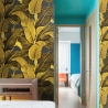 Papier peint floral doré pour salle de bain et chambre à coucher Feuilles de Banano Offre