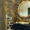Papier peint floral doré pour salle de bain et chambre à coucher Feuilles de Banano Vente